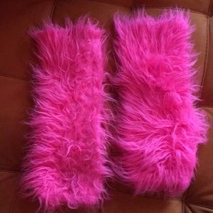 Neon pink raver boot covers / leggings!